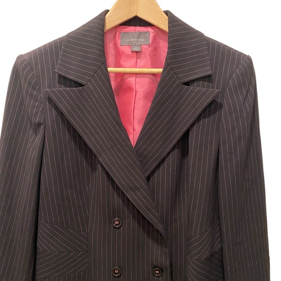 Liz Claiborne Suits Black Pink Pinstripe Blazer Suit Jacket - Picture 3 of 11